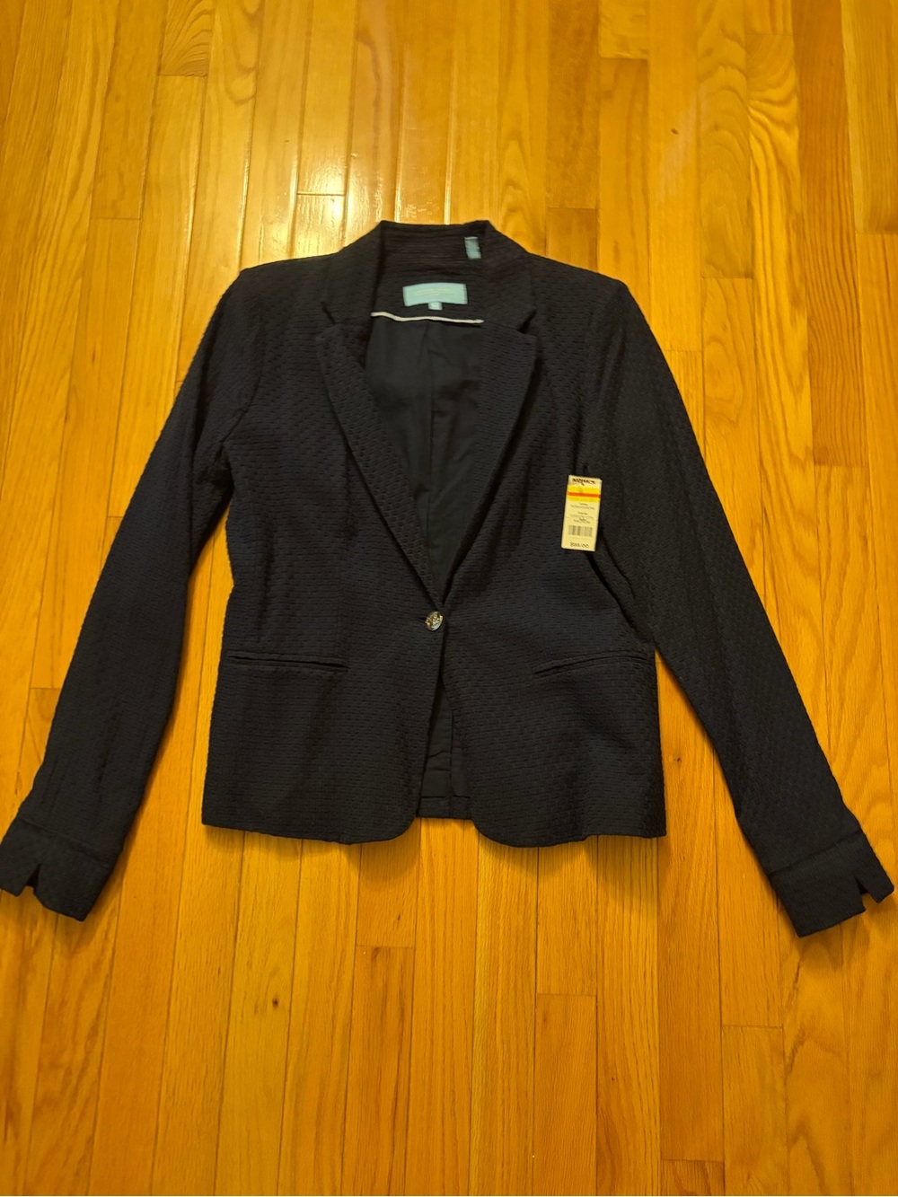 Draper James Navy Textured Single-Button Blazer